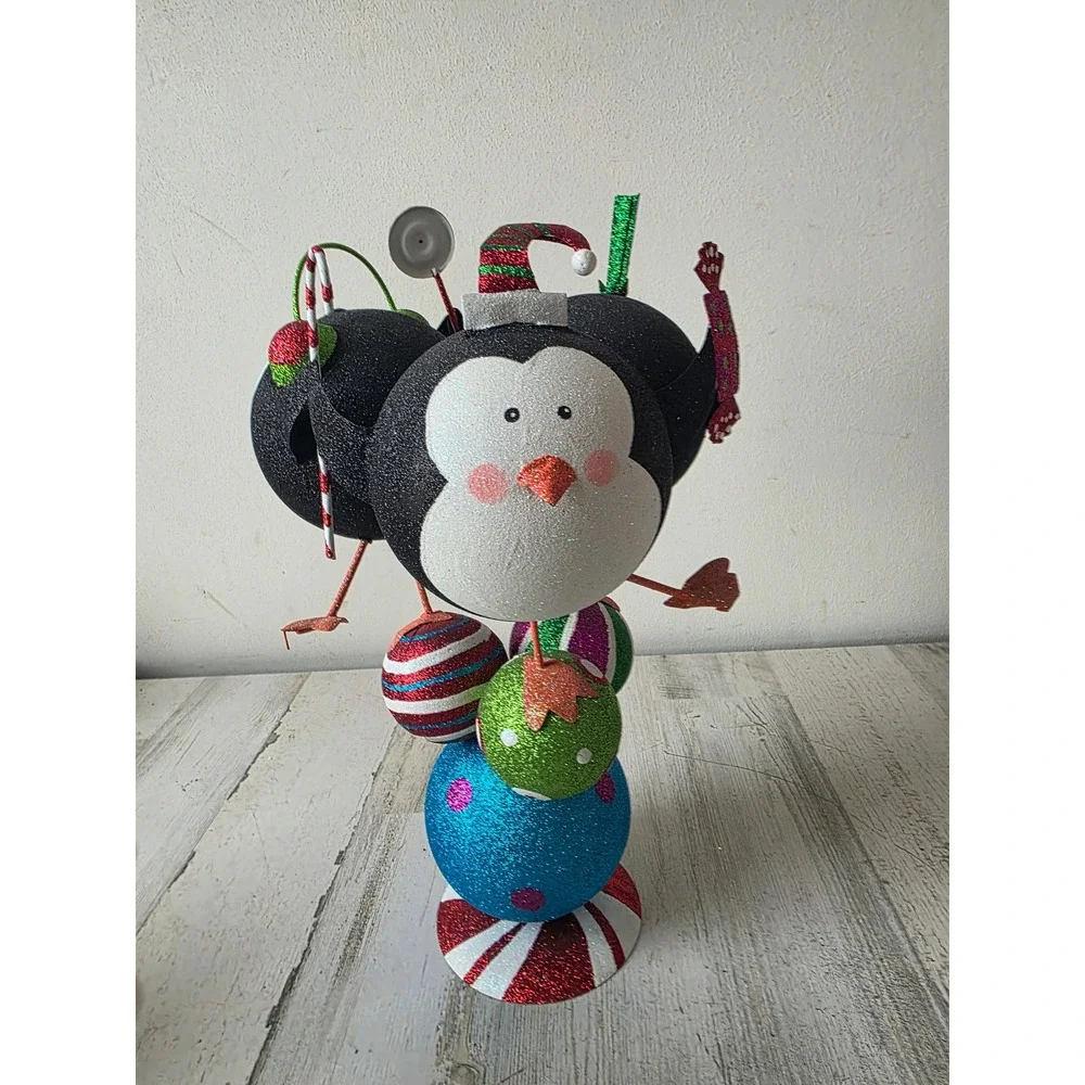 Vintage Pier‎ 1 penguin statue glitter stack candy sparkle ball statue figurine